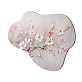 Pink And Grey Cherry Blossom Charm - Asymmetric Metal Wall Art