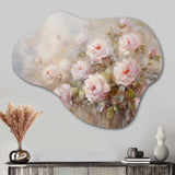 Pink Roses Farmhouse Charm - Asymmetric Metal Wall Art