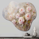 Pink Roses Farmhouse Charm - Asymmetric Metal Wall Art