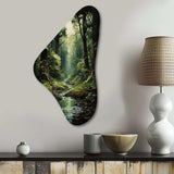 River Into Enchanted Woods I - Asymmetric Metal Wall Art