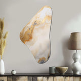 Abstract Beige And Gold Geyser Paint III - Asymmetric Metal Wall Art