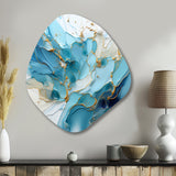 Blue And White Glacier Charm - Asymmetric Metal Wall Art