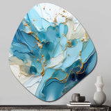 Blue And White Glacier Charm - Asymmetric Metal Wall Art