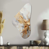 Beige And Gold Glacier Stone Simplicity III - Asymmetric Metal Wall Art