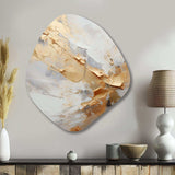 Beige And Gold Glacier Stone Simplicity III - Asymmetric Metal Wall Art