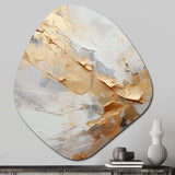 Beige And Gold Glacier Stone Simplicity III - Asymmetric Metal Wall Art