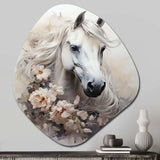 Majestic Flower Beauty Horse I - Asymmetric Metal Wall Art