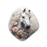 Majestic Flower Beauty Horse I - Asymmetric Metal Wall Art