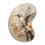 Fluttering Floral Hummingbird I - Asymmetric Metal Wall Art