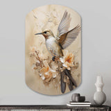 Fluttering Floral Hummingbird I - Asymmetric Metal Wall Art