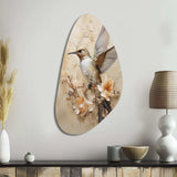 Fluttering Floral Hummingbird I - Asymmetric Metal Wall Art