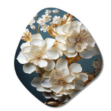 Baroque Hydrangea White And Gold I - Asymmetric Metal Wall Art