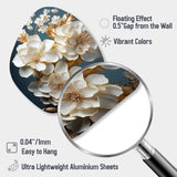 Baroque Hydrangea White And Gold I - Asymmetric Metal Wall Art