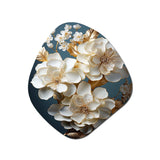 Baroque Hydrangea White And Gold I - Asymmetric Metal Wall Art