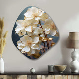 Baroque Hydrangea White And Gold II - Asymmetric Metal Wall Art