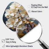 Baroque Hydrangea White And Gold II - Asymmetric Metal Wall Art