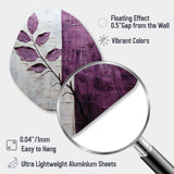 Purple Leaves Plum Precision - Asymmetric Metal Wall Art