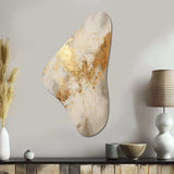 Beige And Gold Marble Lightning III - Asymmetric Metal Wall Art