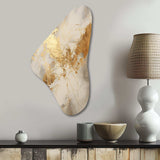 Beige And Gold Marble Lightning III - Asymmetric Metal Wall Art