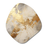 Beige And Gold Marble Lightning III - Asymmetric Metal Wall Art