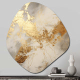 Beige And Gold Marble Lightning III - Asymmetric Metal Wall Art