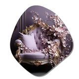 Lilac Couch Adorned With Gilded Accents - Asymmetric Metal Wall Art