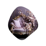 Lilac Couch Adorned With Gilded Accents - Asymmetric Metal Wall Art