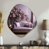 Lilac Couch Adorned With Gilded Accents II - Asymmetric Metal Wall Art