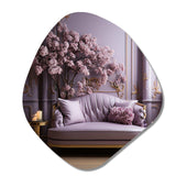 Lilac Couch Adorned With Gilded Accents II - Asymmetric Metal Wall Art