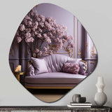 Lilac Couch Adorned With Gilded Accents II - Asymmetric Metal Wall Art