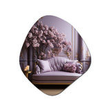 Lilac Couch Adorned With Gilded Accents II - Asymmetric Metal Wall Art