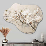 Beige Dreamy Magnolias Blooms I - Asymmetric Metal Wall Art