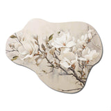 Beige Dreamy Magnolias Blooms I - Asymmetric Metal Wall Art