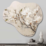 Beige Dreamy Magnolias Blooms I - Asymmetric Metal Wall Art