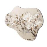 Beige Dreamy Magnolias Blooms I - Asymmetric Metal Wall Art