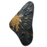 Black And Gold Abstract Meditation II - Asymmetric Metal Wall Art