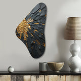 Black And Gold Abstract Meditation II - Asymmetric Metal Wall Art