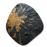 Black And Gold Abstract Meditation II - Asymmetric Metal Wall Art