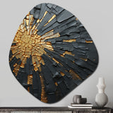 Black And Gold Abstract Meditation II - Asymmetric Metal Wall Art