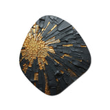 Black And Gold Abstract Meditation II - Asymmetric Metal Wall Art