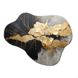 Black And Gold Abstract Meditation I - Asymmetric Metal Wall Art