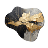 Black And Gold Abstract Meditation I - Asymmetric Metal Wall Art