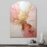 Gold And Pink Paint Fusion - Asymmetric Metal Wall Art