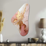 Gold And Pink Paint Fusion - Asymmetric Metal Wall Art