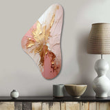 Gold And Pink Paint Fusion - Asymmetric Metal Wall Art