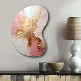 Gold And Pink Paint Fusion - Asymmetric Metal Wall Art