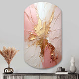 Gold And Pink Paint Fusion - Asymmetric Metal Wall Art