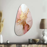 Gold And Pink Paint Fusion - Asymmetric Metal Wall Art