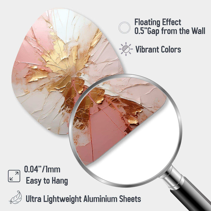 Gold And Pink Paint Fusion - Asymmetric Metal Wall Art