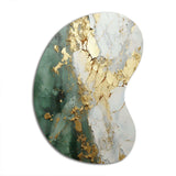 Gold And Green Paint Fusion - Asymmetric Metal Wall Art